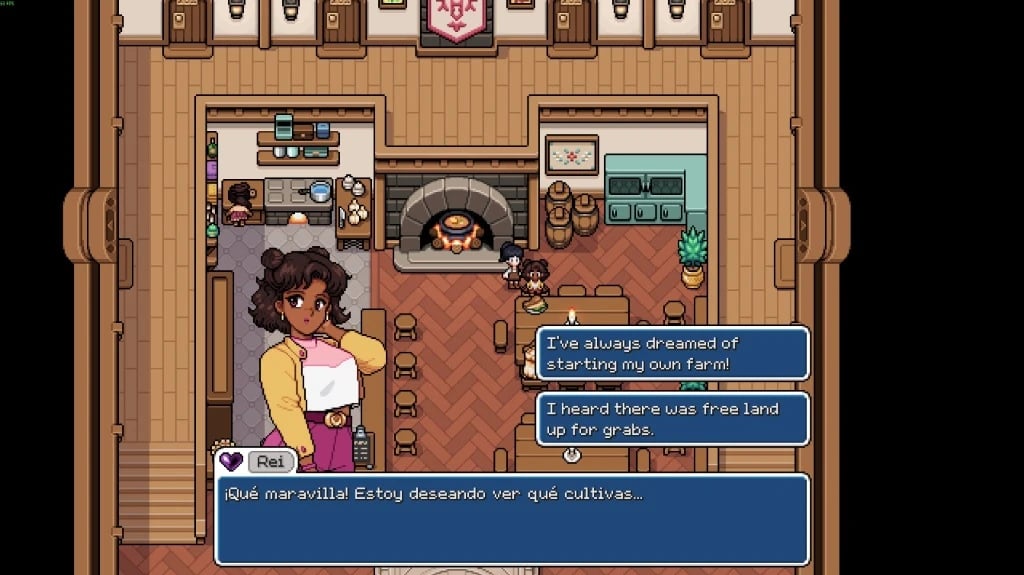 Rei speaks Spanish, but both player choices are in English.